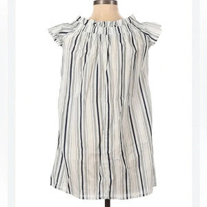 Rebellion vertical striped dress dress size small white blue off the shoulder